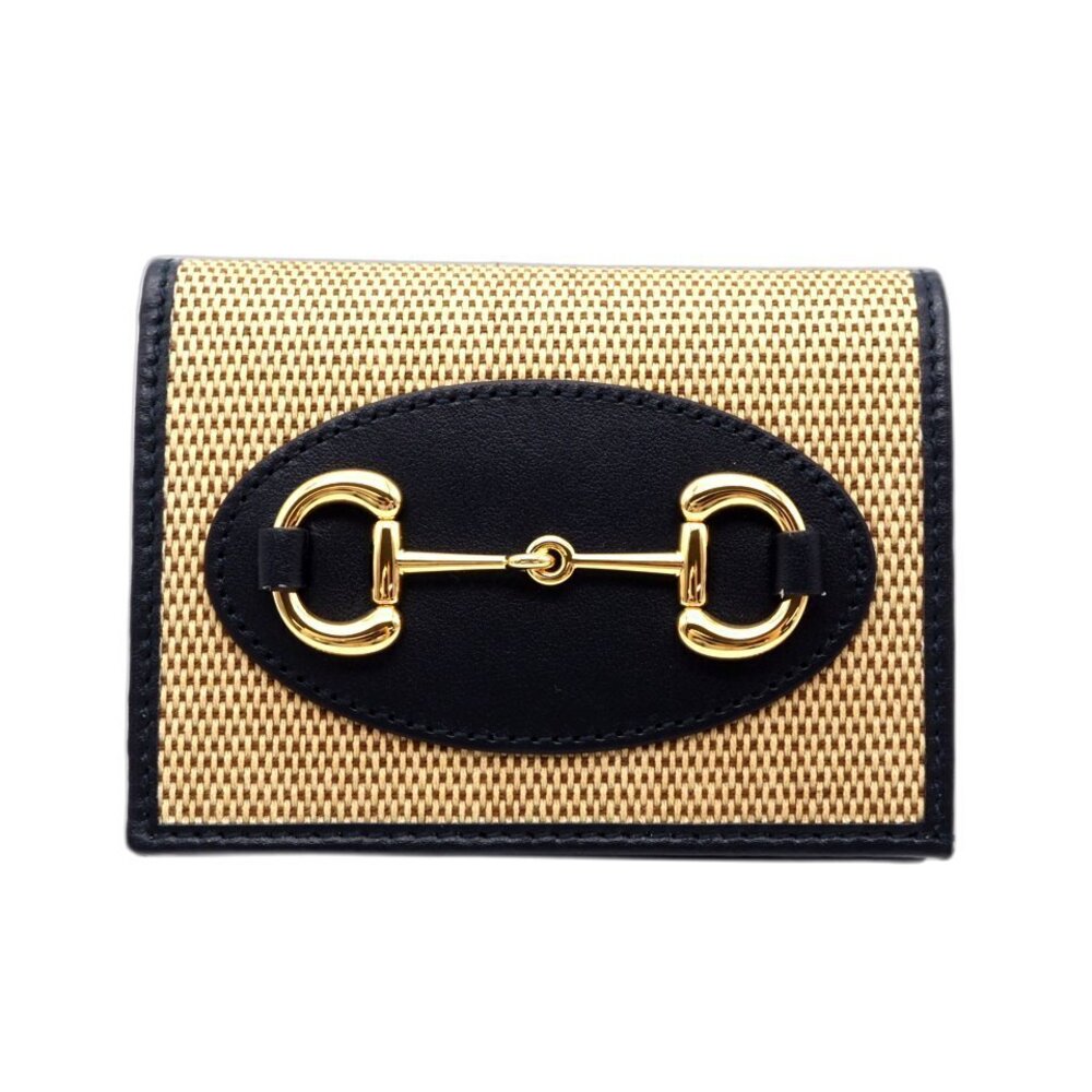 Gucci Canvas Horsebit Wallet Bi fold Beige Black Leather - Picture 2 of 12